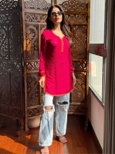 Sunkissed Magenta Chikankari Short Kurta